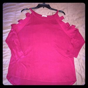 Maroon/deep red Ladder Sleeve top